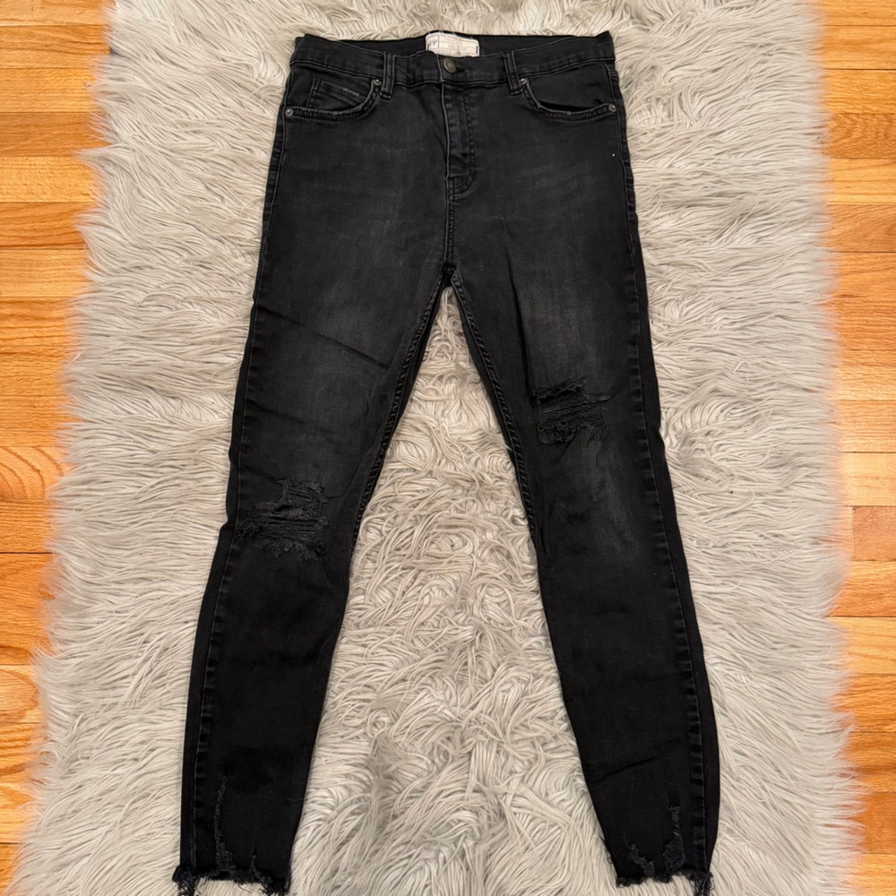 Free People Black Distressed Skinny Jeans